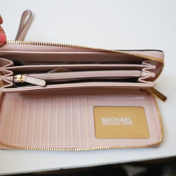 Michael Kors Jet Set Travel Continental Wallet MK Vanilla Pink - Picture 8 of 11